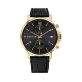 Buy Shop Tommy Hilfiger Daniel Black Dial Black Leather Strap Watch for Men - 1710417 USA Online