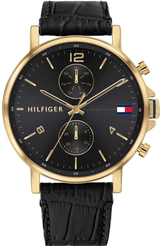 Buy Shop Tommy Hilfiger Daniel Black Dial Black Leather Strap Watch for Men - 1710417 USA Online