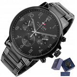 Buy Shop Tommy Hilfiger Daniel Black Dial Black Steel Strap Watch for Men - 1710383 USA Online