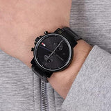 Buy Shop Tommy Hilfiger Daniel Black Dial Black Steel Strap Watch for Men - 1710414 USA Online