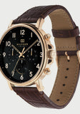 Buy Shop Tommy Hilfiger Daniel Black Dial Brown Leather Strap Watch for Men - 1710379 USA Online