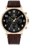 Buy Shop Tommy Hilfiger Daniel Black Dial Brown Leather Strap Watch for Men - 1710379 USA Online