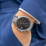 Buy Shop Tommy Hilfiger Daniel Black Dial Silver Steel Strap Watch for Men - 1710413 USA Online