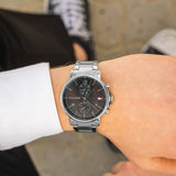 Buy Shop Tommy Hilfiger Daniel Black Dial Silver Steel Strap Watch for Men - 1710413 USA Online