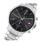 Buy Shop Tommy Hilfiger Daniel Black Dial Silver Steel Strap Watch for Men - 1710413 USA Online