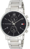 Buy Shop Tommy Hilfiger Daniel Black Dial Silver Steel Strap Watch for Men - 1710413 USA Online