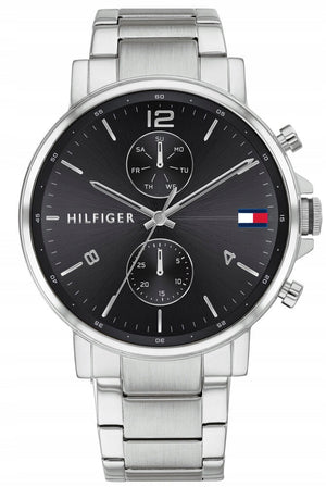 Buy Shop Tommy Hilfiger Daniel Black Dial Silver Steel Strap Watch for Men - 1710413 USA Online