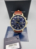 Buy Shop Tommy Hilfiger Daniel Blue Dial Brown Leather Strap Watch for Men - 1710380 USA Online