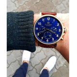 Buy Shop Tommy Hilfiger Daniel Blue Dial Brown Leather Strap Watch for Men - 1710380 USA Online