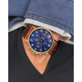Buy Shop Tommy Hilfiger Daniel Blue Dial Brown Leather Strap Watch for Men - 1710380 USA Online
