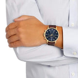 Buy Shop Tommy Hilfiger Daniel Blue Dial Brown Leather Strap Watch for Men - 1710380 USA Online