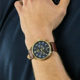 Buy Shop Tommy Hilfiger Daniel Blue Dial Brown Leather Strap Watch for Men - 1710380 USA Online