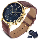 Buy Shop Tommy Hilfiger Daniel Blue Dial Brown Leather Strap Watch for Men - 1710380 USA Online