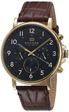 Buy Shop Tommy Hilfiger Daniel Blue Dial Brown Leather Strap Watch for Men - 1710380 USA Online