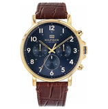 Buy Shop Tommy Hilfiger Daniel Blue Dial Brown Leather Strap Watch for Men - 1710380 USA Online