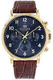 Buy Shop Tommy Hilfiger Daniel Blue Dial Brown Leather Strap Watch for Men - 1710380 USA Online