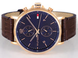 Buy Shop Tommy Hilfiger Daniel Blue Dial Brown Leather Strap Watch for Men - 1710418 USA Online
