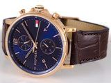Buy Shop Tommy Hilfiger Daniel Blue Dial Brown Leather Strap Watch for Men - 1710418 USA Online