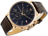 Buy Shop Tommy Hilfiger Daniel Blue Dial Brown Leather Strap Watch for Men - 1710418 USA Online