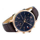 Buy Shop Tommy Hilfiger Daniel Blue Dial Brown Leather Strap Watch for Men - 1710418 USA Online
