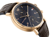 Buy Shop Tommy Hilfiger Daniel Blue Dial Brown Leather Strap Watch for Men - 1710418 USA Online