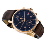 Buy Shop Tommy Hilfiger Daniel Blue Dial Brown Leather Strap Watch for Men - 1710418 USA Online