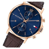 Buy Shop Tommy Hilfiger Daniel Blue Dial Brown Leather Strap Watch for Men - 1710418 USA Online
