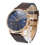 Buy Shop Tommy Hilfiger Daniel Blue Dial Brown Leather Strap Watch for Men - 1710418 USA Online