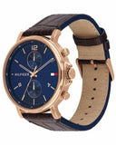 Buy Shop Tommy Hilfiger Daniel Blue Dial Brown Leather Strap Watch for Men - 1710418 USA Online