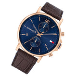 Buy Shop Tommy Hilfiger Daniel Blue Dial Brown Leather Strap Watch for Men - 1710418 USA Online