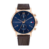 Buy Shop Tommy Hilfiger Daniel Blue Dial Brown Leather Strap Watch for Men - 1710418 USA Online