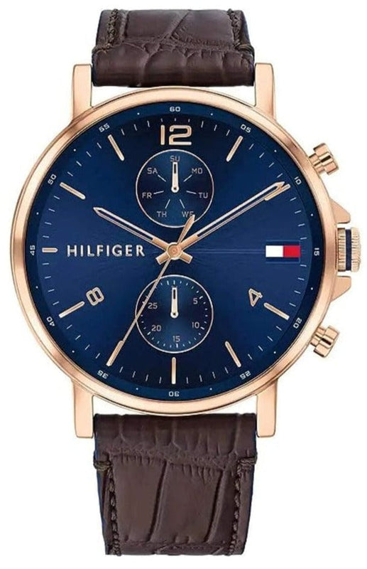 Buy Shop Tommy Hilfiger Daniel Blue Dial Brown Leather Strap Watch for Men - 1710418 USA Online