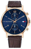 Buy Shop Tommy Hilfiger Daniel Blue Dial Brown Leather Strap Watch for Men - 1710418 USA Online