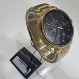 Buy Shop Tommy Hilfiger Daniel Chronograph Black Dial Gold Steel Strap Watch For Men - 1791978 USA Online