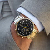 Buy Shop Tommy Hilfiger Daniel Chronograph Black Dial Gold Steel Strap Watch For Men - 1791978 USA Online