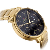 Buy Shop Tommy Hilfiger Daniel Chronograph Black Dial Gold Steel Strap Watch For Men - 1791978 USA Online