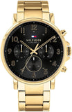 Buy Shop Tommy Hilfiger Daniel Chronograph Black Dial Gold Steel Strap Watch For Men - 1791978 USA Online