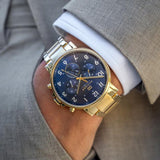 Buy Shop Tommy Hilfiger Daniel Chronograph Blue Dial Gold Steel Strap Watch for Men - 1710384 USA Online