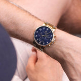 Buy Shop Tommy Hilfiger Daniel Chronograph Blue Dial Gold Steel Strap Watch for Men - 1710384 USA Online
