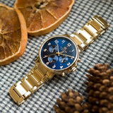 Buy Shop Tommy Hilfiger Daniel Chronograph Blue Dial Gold Steel Strap Watch for Men - 1710384 USA Online