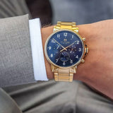 Buy Shop Tommy Hilfiger Daniel Chronograph Blue Dial Gold Steel Strap Watch for Men - 1710384 USA Online