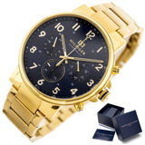 Buy Shop Tommy Hilfiger Daniel Chronograph Blue Dial Gold Steel Strap Watch for Men - 1710384 USA Online