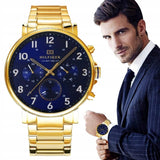 Tommy Hilfiger Daniel Chronograph Blue Dial Gold Steel Strap Watch for Men - 1710384
