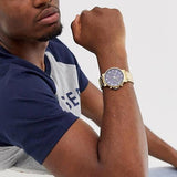 Tommy Hilfiger Daniel Chronograph Blue Dial Gold Steel Strap Watch for Men - 1710384
