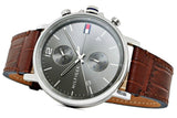 Buy Shop Tommy Hilfiger Daniel Grey Dial Brown Leather Strap Watch for Men - 1710416 USA Online