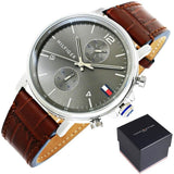 Buy Shop Tommy Hilfiger Daniel Grey Dial Brown Leather Strap Watch for Men - 1710416 USA Online
