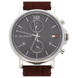Buy Shop Tommy Hilfiger Daniel Grey Dial Brown Leather Strap Watch for Men - 1710416 USA Online