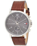 Buy Shop Tommy Hilfiger Daniel Grey Dial Brown Leather Strap Watch for Men - 1710416 USA Online