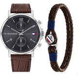 Buy Shop Tommy Hilfiger Daniel Grey Dial Brown Leather Strap Watch for Men - 1710416 USA Online
