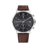 Buy Shop Tommy Hilfiger Daniel Grey Dial Brown Leather Strap Watch for Men - 1710416 USA Online